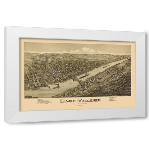 Elizabeth Pennsylvania - Fowler 1897 White Modern Wood Framed Art Print by Fowler