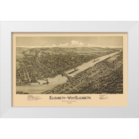 Elizabeth Pennsylvania - Fowler 1897 White Modern Wood Framed Art Print by Fowler