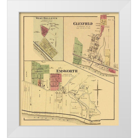Emsworth, Glenfield Pennsylvania Landowner White Modern Wood Framed Art Print by Hayes