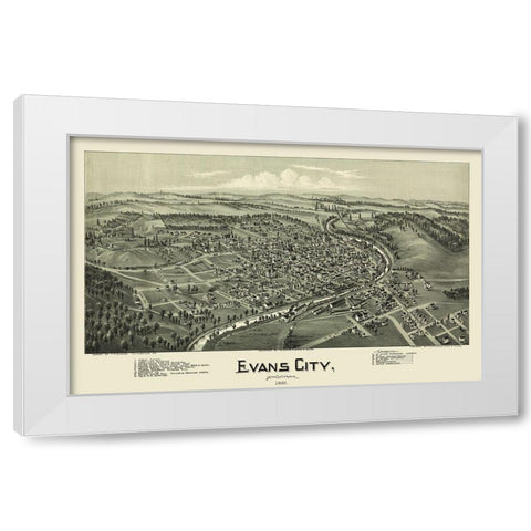 Evans City Pennsylvania - Fowler 1900 White Modern Wood Framed Art Print by Fowler