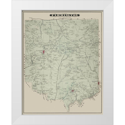 Farmington Pennsylvania Landowner - Caldwell 1877 White Modern Wood Framed Art Print by Caldwell
