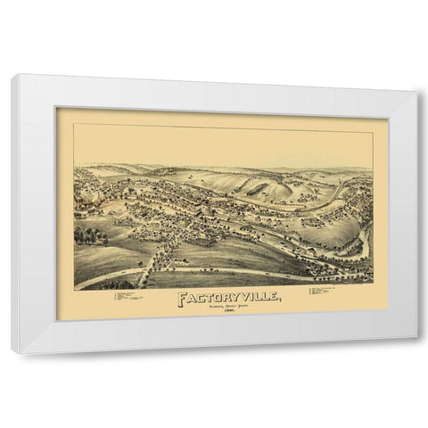 Factoryville Pennsylvania - Fowler 1891 White Modern Wood Framed Art Print by Fowler