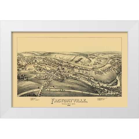 Factoryville Pennsylvania - Fowler 1891 White Modern Wood Framed Art Print by Fowler