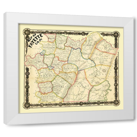 Fayette County Pennsylvania - 1858 White Modern Wood Framed Art Print by Unknown