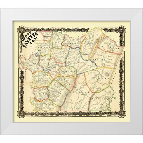 Fayette County Pennsylvania - 1858 White Modern Wood Framed Art Print by Unknown