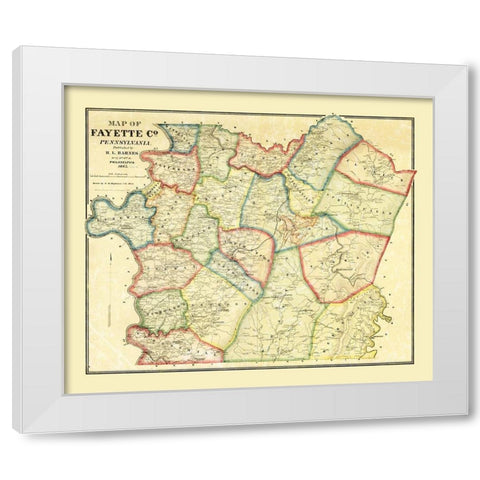 Fayette County Pennsylvania - Barnes 1865 White Modern Wood Framed Art Print by Barnes