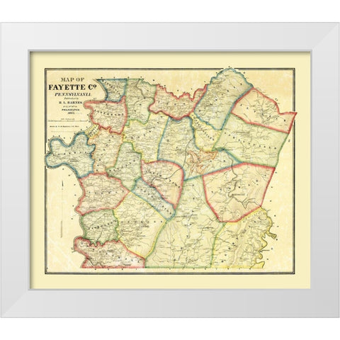 Fayette County Pennsylvania - Barnes 1865 White Modern Wood Framed Art Print by Barnes