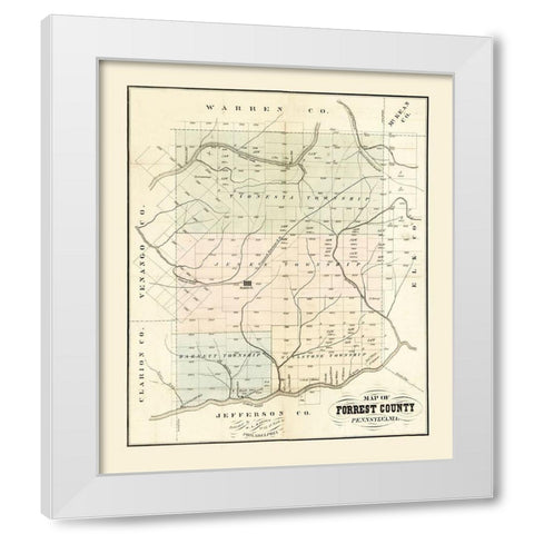 Forest County Pennsylvania - Barnes 1858 White Modern Wood Framed Art Print by Barnes