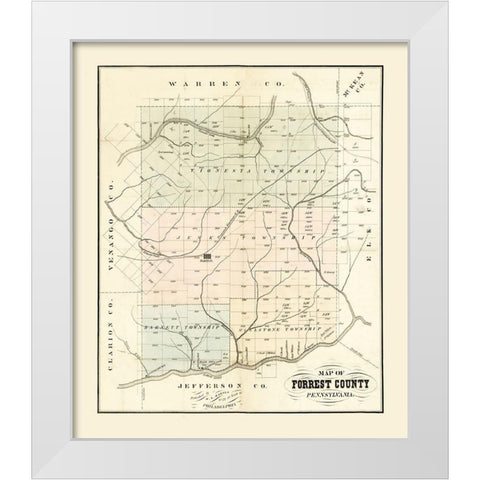 Forest County Pennsylvania - Barnes 1858 White Modern Wood Framed Art Print by Barnes