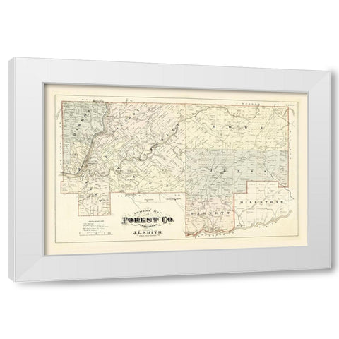 Forest County Pennsylvania - Smith 1876 White Modern Wood Framed Art Print by Smith