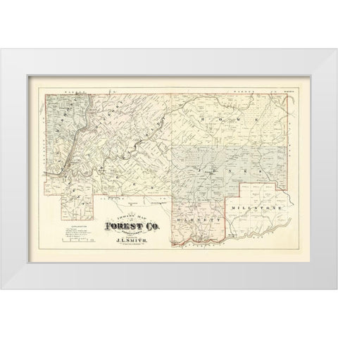 Forest County Pennsylvania - Smith 1876 White Modern Wood Framed Art Print by Smith