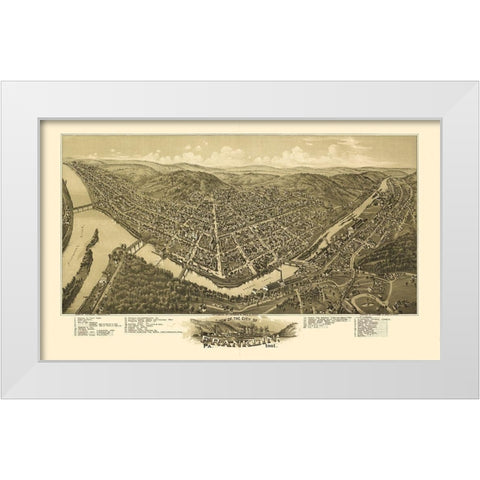 Franklin Pennsylvania - Fowler 1901 White Modern Wood Framed Art Print by Fowler