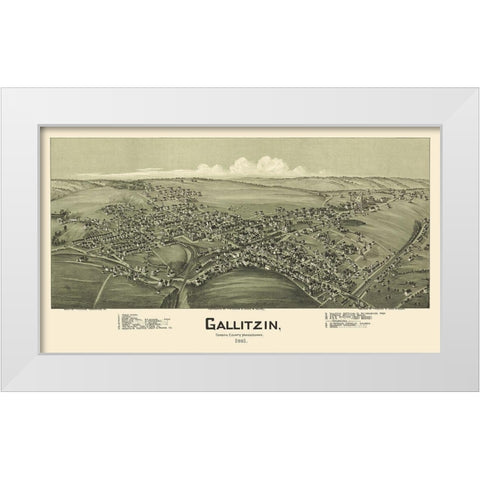 Gallitzin Pennsylvania - Fowler 1901 White Modern Wood Framed Art Print by Fowler