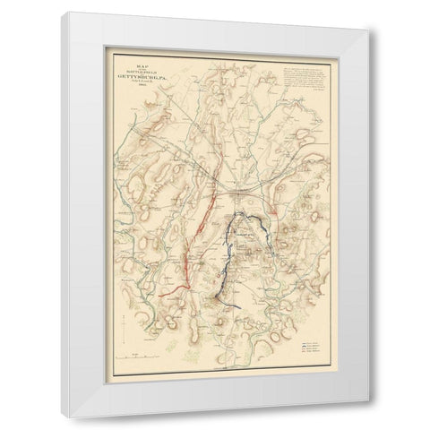 Gettysburg Battlefield Pennsylvania - Warren 1863 White Modern Wood Framed Art Print by Warren
