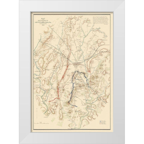 Gettysburg Battlefield Pennsylvania - Warren 1863 White Modern Wood Framed Art Print by Warren