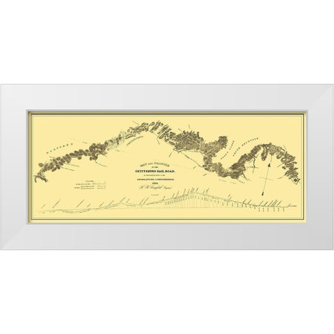 Gettysburg Railroad - Campbell 1839 White Modern Wood Framed Art Print by Campbell