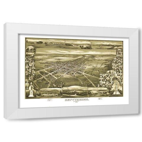 Gettysburg Pennsylvania - Downs 1888 White Modern Wood Framed Art Print by Downs