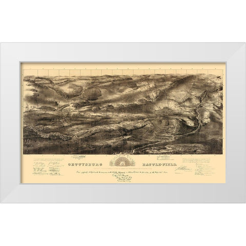 Gettysburg Pennsylvania - Badulder 1863 White Modern Wood Framed Art Print by Badulder