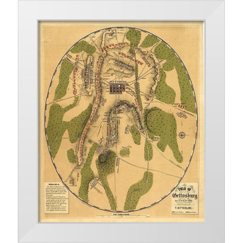 Gettysburg Pennsylvania - Ditterline 1863 White Modern Wood Framed Art Print by Ditterline
