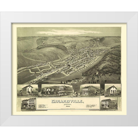 Girardville Pennsylvania - Fowler 1889 White Modern Wood Framed Art Print by Fowler