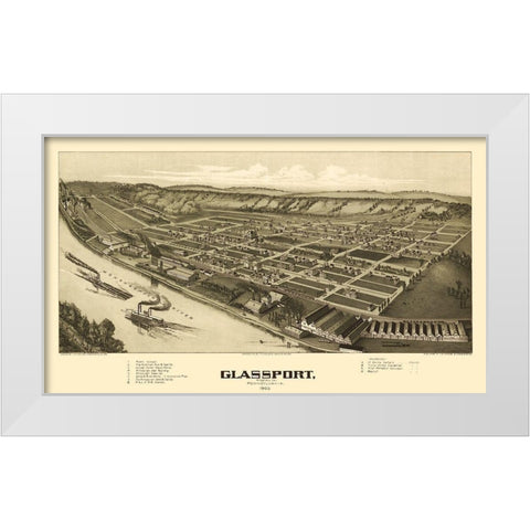 Glassport Pennsylvania - Fowler 1902 White Modern Wood Framed Art Print by Fowler