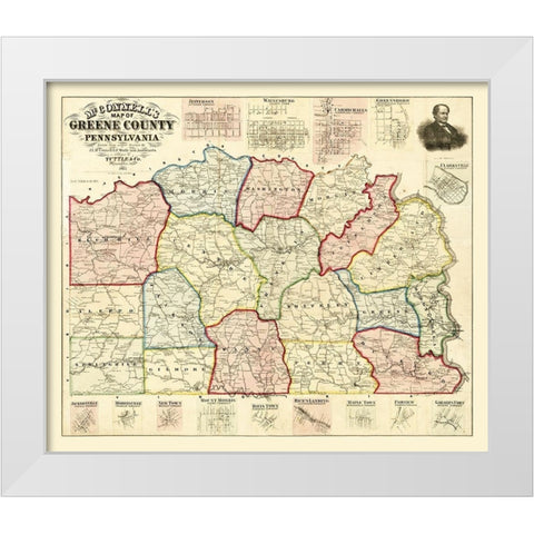 Greene County Pennsylvania - McConnell 1865 White Modern Wood Framed Art Print by McConnell