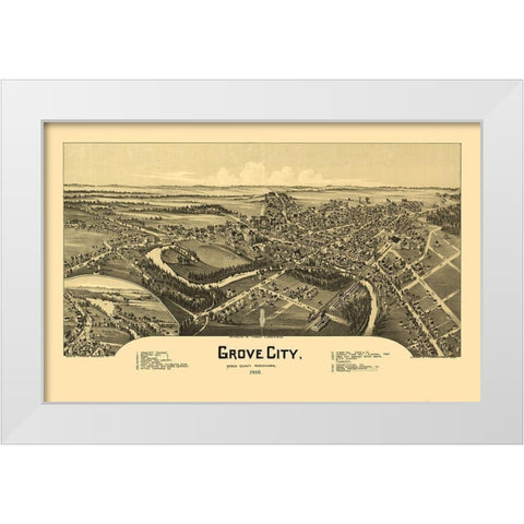 Grove City Pennsylvania - Fowler 1901 White Modern Wood Framed Art Print by Fowler