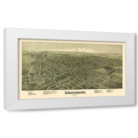 Greensburg Pennsylvania - Fowler 1901 White Modern Wood Framed Art Print by Fowler