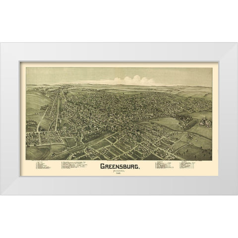 Greensburg Pennsylvania - Fowler 1901 White Modern Wood Framed Art Print by Fowler