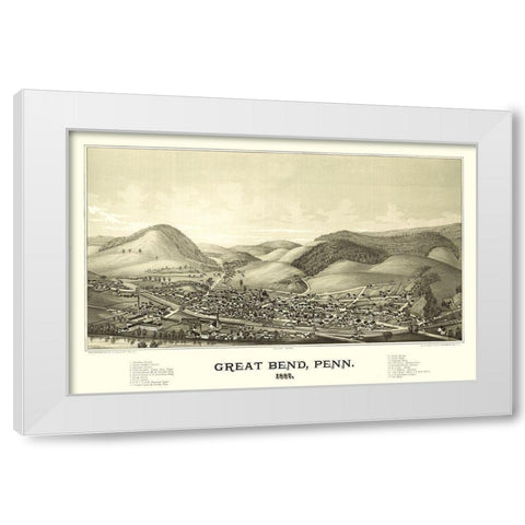 Great Bend Pennsylvania - Burleigh 1887 White Modern Wood Framed Art Print by Burleigh