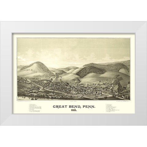 Great Bend Pennsylvania - Burleigh 1887 White Modern Wood Framed Art Print by Burleigh