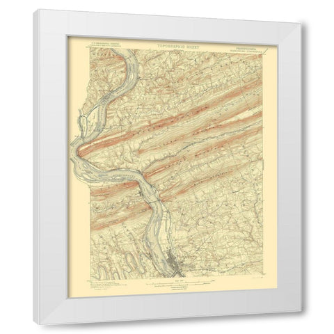 Harrisburg Pennsylvania Quad - USGS 1899 White Modern Wood Framed Art Print by USGS