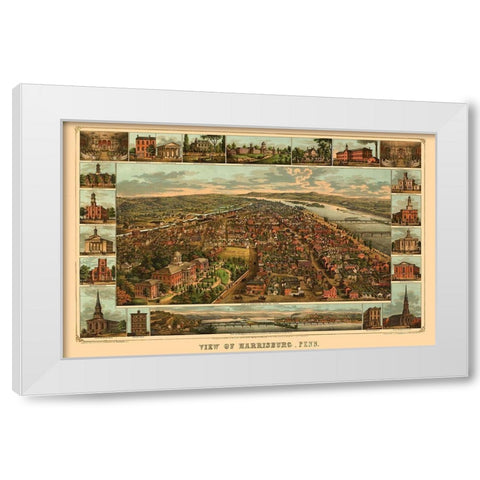 Harrisburg Pennsylvania - Williams 1855 White Modern Wood Framed Art Print by Williams