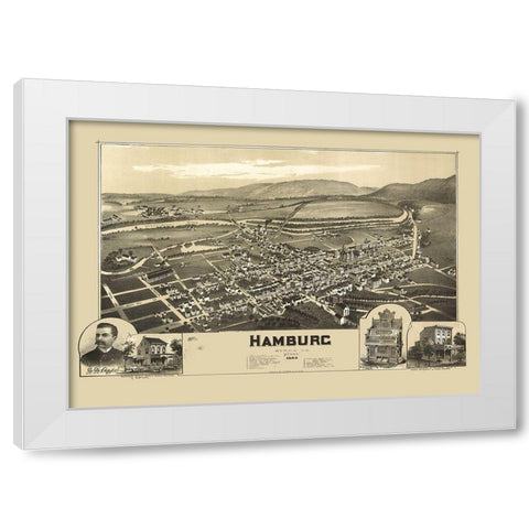 Hamburg Pennsylvania - Fowler 1889 White Modern Wood Framed Art Print by Fowler
