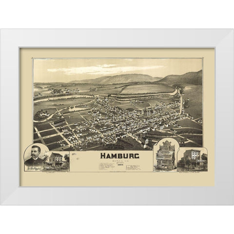 Hamburg Pennsylvania - Fowler 1889 White Modern Wood Framed Art Print by Fowler