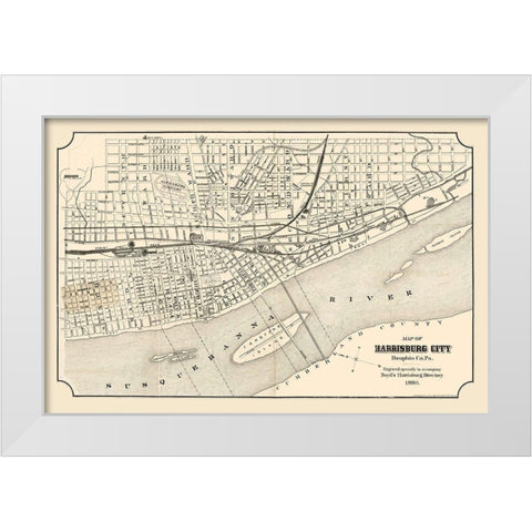 Harrisburg Pennsylvania - Boyd 1880 White Modern Wood Framed Art Print by Boyd