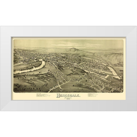 Honesdale Pennsylvania - Fowler 1890 White Modern Wood Framed Art Print by Fowler