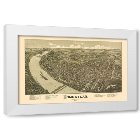 Homestead Pennsylvania - Fowler 1902 White Modern Wood Framed Art Print by Fowler