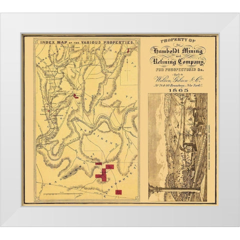 Humboldt Mining Refining Company PA - Gibson 1865 White Modern Wood Framed Art Print by Gibson