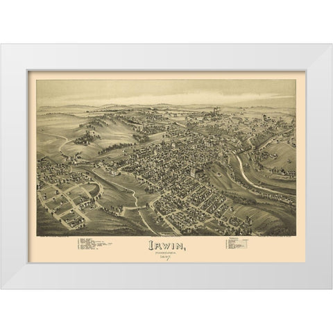 Irwin Pennsylvania - Fowler 1897 White Modern Wood Framed Art Print by Fowler