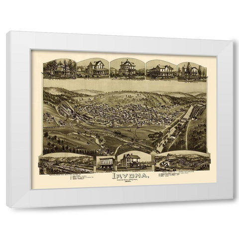 Irvona Pennsylvania - Fowler 1895 White Modern Wood Framed Art Print by Fowler