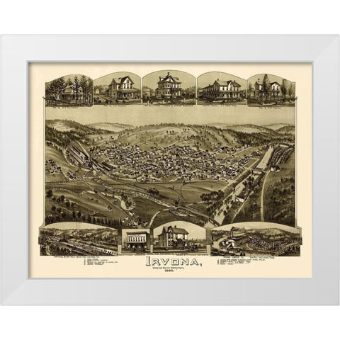 Irvona Pennsylvania - Fowler 1895 White Modern Wood Framed Art Print by Fowler
