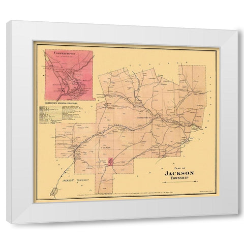Jackson Pennsylvania Landowner - Beers 1865 White Modern Wood Framed Art Print by Beers
