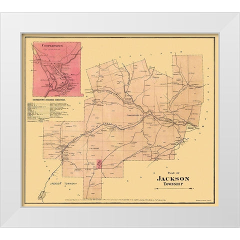 Jackson Pennsylvania Landowner - Beers 1865 White Modern Wood Framed Art Print by Beers
