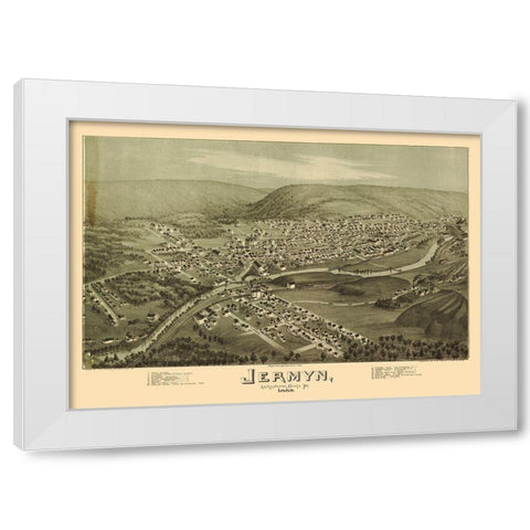 Jermyn Pennsylvania - Fowler 1889 White Modern Wood Framed Art Print by Fowler