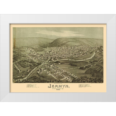 Jermyn Pennsylvania - Fowler 1889 White Modern Wood Framed Art Print by Fowler