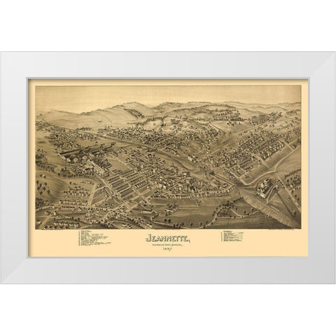Jeannette Pennsylvania - Fowler 1897 White Modern Wood Framed Art Print by Fowler