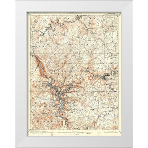 Johnstown Pennsylvania Quad - USGS 1907 White Modern Wood Framed Art Print by USGS