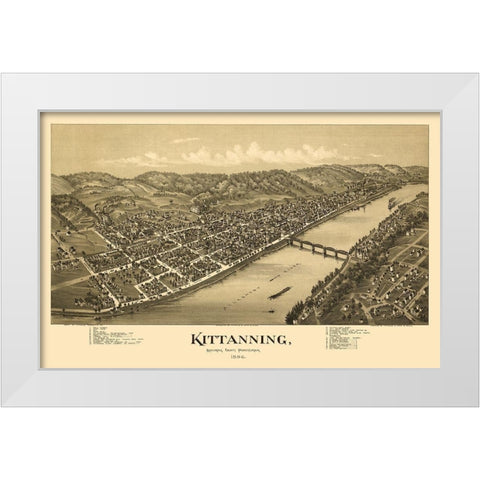 Kittanning Pennsylvania - Fowler 1896 White Modern Wood Framed Art Print by Fowler