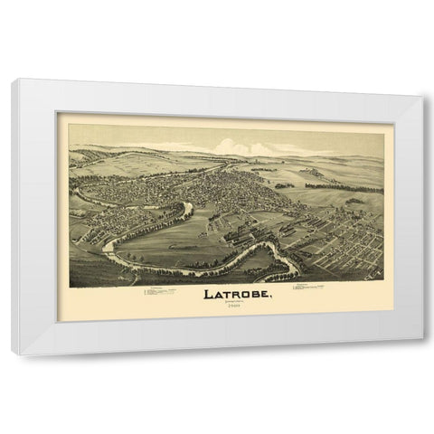 Latrobe Pennsylvania - Fowler 1900 White Modern Wood Framed Art Print by Fowler